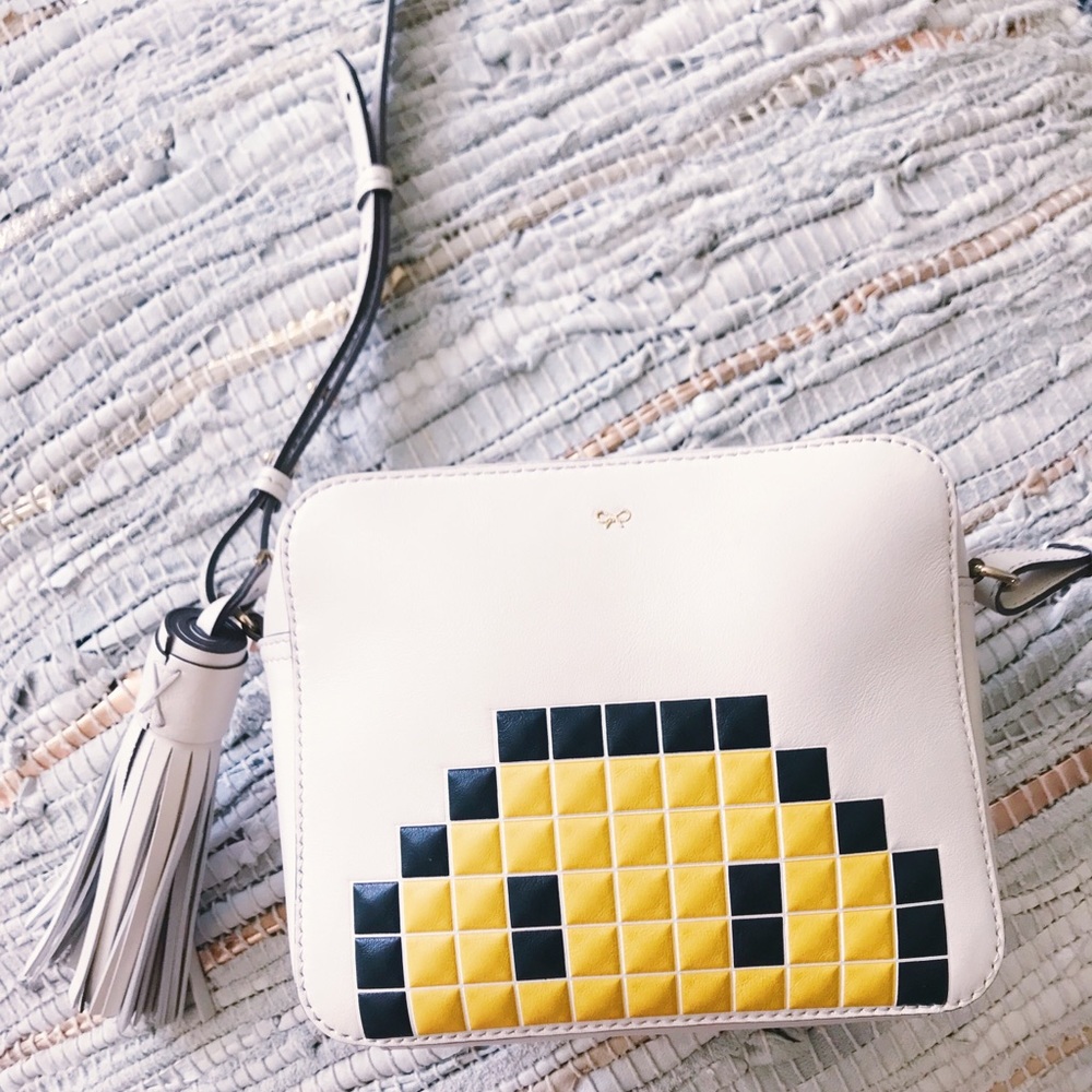 Anya Hindmarch Chalk Leather Smiley Crossbody